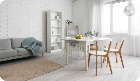 biały stół i krzesła w stylu skandynawskim